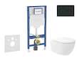 Geberit Duofix - Set předstěnové instalace, klozetu Oudee Vortex a sedátka softclose, tlačítko Sigma20, matná černá/černá SANI11
