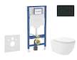 Geberit Duofix - Set předstěnové instalace, klozetu Oudee Vortex a sedátka softclose, tlačítko Sigma20, matná černá/černá SANI11