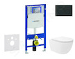 Geberit Duofix - Set předstěnové instalace, klozetu Oudee Vortex a sedátka softclose, tlačítko Sigma20, matná černá/černá SANI11