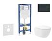Geberit Duofix - Set předstěnové instalace, klozetu Oudee Vortex a sedátka softclose, tlačítko Sigma30, černá lesk/černá mat SAN