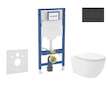 Geberit Duofix - Set předstěnové instalace, klozetu Oudee Vortex a sedátka softclose, tlačítko Sigma30, matná černá/černá SANI11