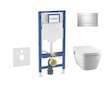 Geberit Duofix - Set předstěnové instalace, klozetu TECEone a sedátka softclose, tlačítko Sigma30, lesklý chrom/matný chrom SANI