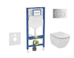 Geberit Duofix - Set předstěnové instalace, klozetu Tesi a sedátka softclose, tlačítko Sigma01, lesklý chrom SANI11CD1133