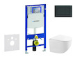 Geberit Duofix - Set předstěnové instalace, kompaktního klozetu Gaia a sedátka softclose, tlačítko Sigma20, černá lesk/černá mat