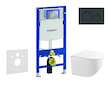 Geberit Duofix - Set předstěnové instalace, kompaktního klozetu Gaia a sedátka softclose, tlačítko Sigma20, černá lesk/černá mat
