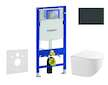 Geberit Duofix - Set předstěnové instalace, kompaktního klozetu Gaia a sedátka softclose, tlačítko Sigma30, černá lesk/černá mat