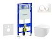 Geberit Duofix - Set předstěnové instalace, kompaktního klozetu Gaia sedátka softclose, tlačítko Sigma20, bílá/pozlacená SANI11C