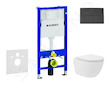 Geberit Duofix - Set předstěnové instalace, kompaktního klozetu Oudee Vortex a sedátka softclose, tlačítko Delta50, matná černá 