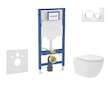 Geberit Duofix - Set předstěnové instalace, kompaktního klozetu Oudee Vortex a sedátka softclose, tlačítko Sigma20, bílá/chrom S