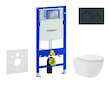 Geberit Duofix - Set předstěnové instalace, kompaktního klozetu Oudee Vortex a sedátka softclose, tlačítko Sigma20, černá lesk/č