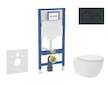 Geberit Duofix - Set předstěnové instalace, kompaktního klozetu Oudee Vortex a sedátka softclose, tlačítko Sigma20, černá lesk/č