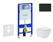 Geberit Duofix - Set předstěnové instalace, kompaktního klozetu Oudee Vortex a sedátka softclose, tlačítko Sigma20, matná černá/