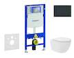 Geberit Duofix - Set předstěnové instalace, kompaktního klozetu Oudee Vortex a sedátka softclose, tlačítko Sigma30, černá lesk/č