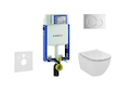 Geberit Kombifix - Modul pro závěsné WC s tlačítkem Sigma01, lesklý chrom + Ideal Standard Tesi - WC a sedátko, Aquablade, SoftC
