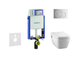 Geberit Kombifix - Modul pro závěsné WC s tlačítkem Sigma01, lesklý chrom + Tece One - sprchovací toaleta a sedátko, Rimless, So
