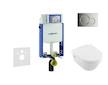 Geberit Kombifix - Modul pro závěsné WC s tlačítkem Sigma01, lesklý chrom + Villeroy Boch - WC a sedátko, DirectFlush, SoftClose