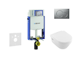 Geberit Kombifix - Modul pro závěsné WC s tlačítkem Sigma01, matný chrom + Villeroy Boch - WC a sedátko, DirectFlush, SoftClose,