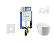 Geberit Kombifix - Modul pro závěsné WC s tlačítkem Sigma20, bílá/lesklý chrom + Tece One - sprchovací toaleta a sedátko, Rimles