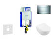 Geberit Kombifix - Modul pro závěsné WC s tlačítkem Sigma20, lesklý chrom/chrom mat + Villeroy Boch - WC a sedátko, DirectFlush,