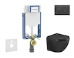 Geberit Kombifix - Set předstěnové instalace, klozetu Oudee a sedátka softclose, tlačítko Sigma20, černá lesk/černá mat SANI15CA