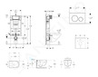 Geberit Kombifix - Set předstěnové instalace, klozetu Oudee Vortex a sedátka softclose, tlačítko Sigma20, bílá/pozlacená SANI15C