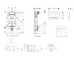 Geberit Kombifix - Set předstěnové instalace, klozetu Oudee Vortex a sedátka softclose, tlačítko Sigma20, černá lesk/černá mat S