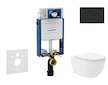 Geberit Kombifix - Set předstěnové instalace, klozetu Oudee Vortex a sedátka softclose, tlačítko Sigma20, matná černá/černá SANI
