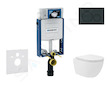 Geberit Kombifix - Set předstěnové instalace, kompaktního klozetu Oudee Vortex a sedátka softclose, tlačítko Sigma20, černá lesk