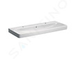 Geberit Smyle Square - Dvojumyvadlo 120x48 cm, s přepadem, 2 otvory pro baterie, bílá 500.253.01.1