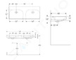 Geberit Smyle Square - Dvojumyvadlo 120x48 cm, s přepadem, bez otvoru pro baterii, bílá 500.224.01.1