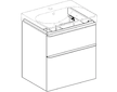 Geberit Smyle Square - Umyvadlová skříňka, 58x47x62 cm, 2 zásuvky, lesklá bílá/matná bílá 500.352.00.1