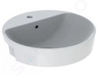 Geberit VariForm - Umyvadlo polozápustné, průměr 50 cm, s přepadem, otvor pro baterii, bílá 500.782.01.2