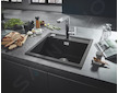 Grohe Dřezy - Kompozitní dřez K700 s automatickým odtokem, 56x51 cm, granitová černá 31651AP0