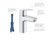 Grohe QuickFix Start - Umyvadlová baterie s výpustí Push-Open, studený start, chrom 23551002