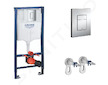 Grohe Rapid SL - Předstěnový instalační set pro závěsné WC, výška 1,13 m, ovládací tlačítko Skate Cosmopolitan, chrom 38772001
