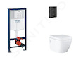 Grohe Rapid SL - Set předstěnové instalace, klozetu, sedátka SoftClose a tlačítka Even, phantom black SANI11BB5119