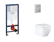 Grohe Rapid SL - Set předstěnové instalace, klozetu, sedátka SoftClose a tlačítka Skate Cosmopolitan, Triple Vortex, kartáčovaná