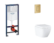 Grohe Rapid SL - Set předstěnové instalace, klozetu, sedátka SoftClose a tlačítka Skate Cosmopolitan, Triple Vortex, kartáčovaný