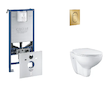 Grohe Rapid SLX - Set předstěnové instalace, klozetu, sedátka SoftClose a tlačítka Arena Cosmopolitan S, kartáčovaný Cool Sunris