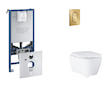 Grohe Rapid SLX - Set předstěnové instalace, klozetu, sedátka SoftClose a tlačítka Arena Cosmopolitan S, kartáčovaný Cool Sunris