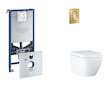 Grohe Rapid SLX - Set předstěnové instalace, klozetu, sedátka SoftClose a tlačítka Arena Cosmopolitan S, Triple Vortex, kartáčov