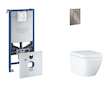 Grohe Rapid SLX - Set předstěnové instalace, klozetu, sedátka SoftClose a tlačítka Arena Cosmopolitan S, Triple Vortex, kartáčov