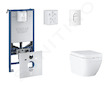 Grohe Rapid SLX - Set předstěnové instalace, klozetu, sedátka SoftClose a tlačítka Arena Cosmopolitan, Triple Vortex, alpská bíl