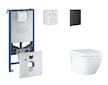 Grohe Rapid SLX - Set předstěnové instalace, klozetu, sedátka SoftClose a tlačítka Even, phantom black SANI11BB5107