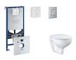 Grohe Rapid SLX - Set předstěnové instalace, klozetu, sedátka SoftClose a tlačítka Skate Cosmopolitan, kartáčovaná nerezová ocel