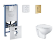 Grohe Rapid SLX - Set předstěnové instalace, klozetu, sedátka SoftClose a tlačítka Skate Cosmopolitan, kartáčovaný Cool Sunrise 