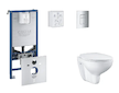 Grohe Rapid SLX - Set předstěnové instalace, klozetu, sedátka SoftClose a tlačítka Skate Cosmopolitan, matný chrom SANI11BB2102