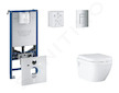Grohe Rapid SLX - Set předstěnové instalace, klozetu, sedátka SoftClose a tlačítka Skate Cosmopolitan, matný chrom SANI11BB2108