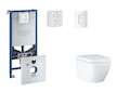 Grohe Rapid SLX - Set předstěnové instalace, klozetu, sedátka SoftClose a tlačítka Skate Cosmopolitan, Triple Vortex, alpská bíl