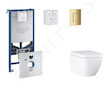 Grohe Rapid SLX - Set předstěnové instalace, klozetu, sedátka SoftClose a tlačítka Skate Cosmopolitan, Triple Vortex, Cool Sunri